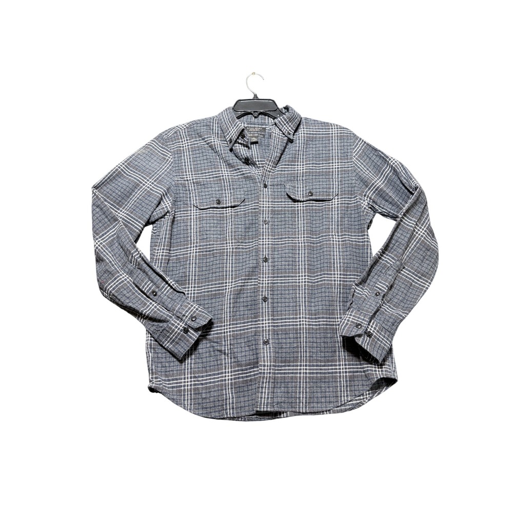 Banana Republic Button Down Shirt Mens M Grey Excellent Untucked Organic Cotton